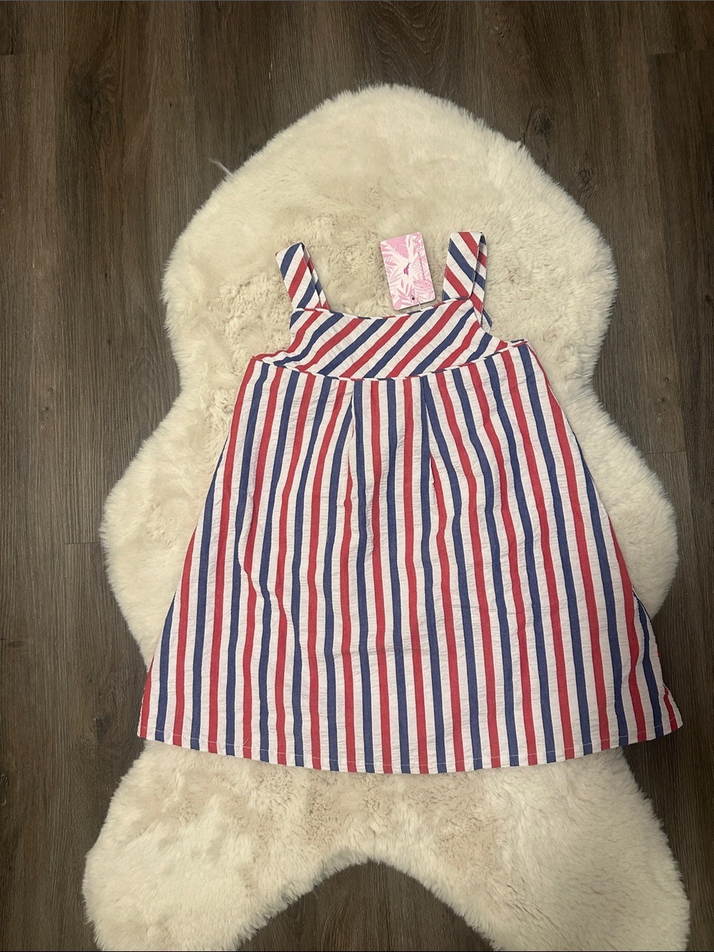 Girls Red White Blue Striped Sundress
